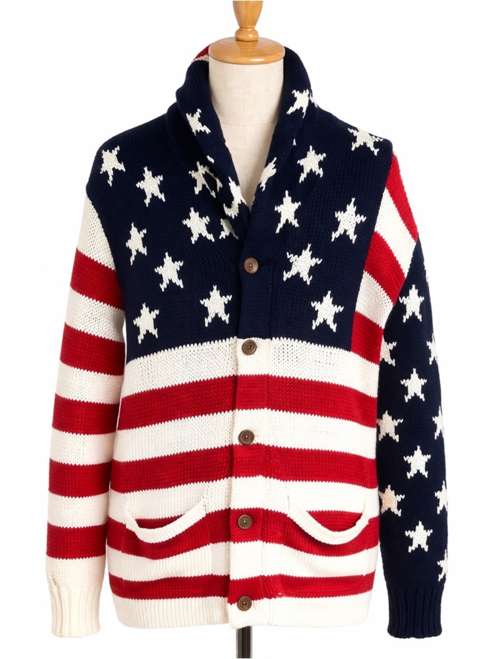 Polo Ralph Lauren American Flag Cardigan Cotton Linen Silk Cashmere Blend Size M